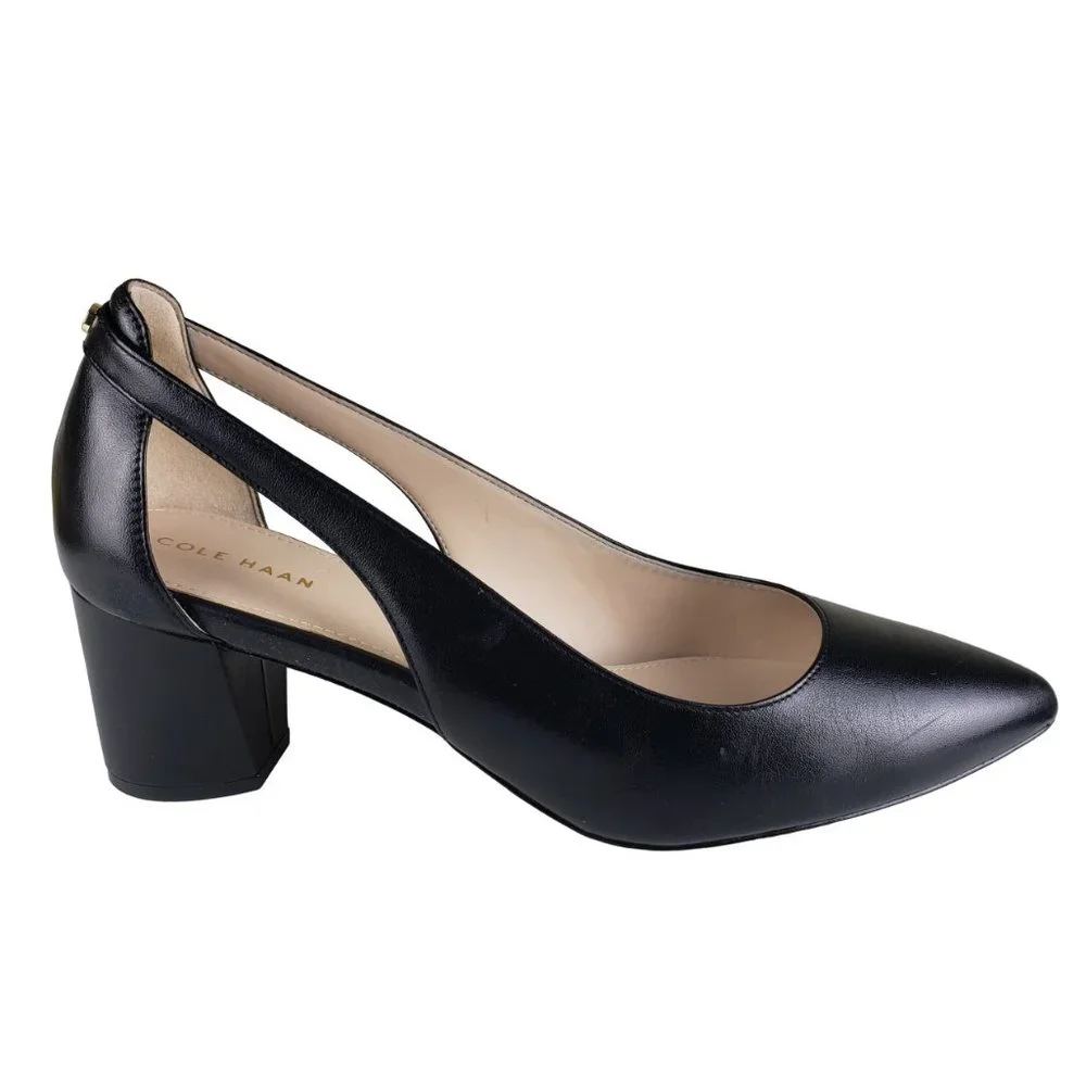 Cole Haan Emilee Black Leather Cutout Pump 9B Excellent Condition - Picture 8 of 16